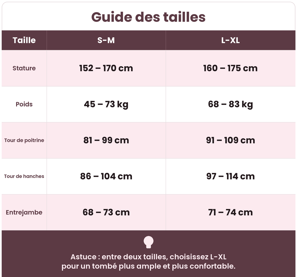 Guide des tailles Cocoonette