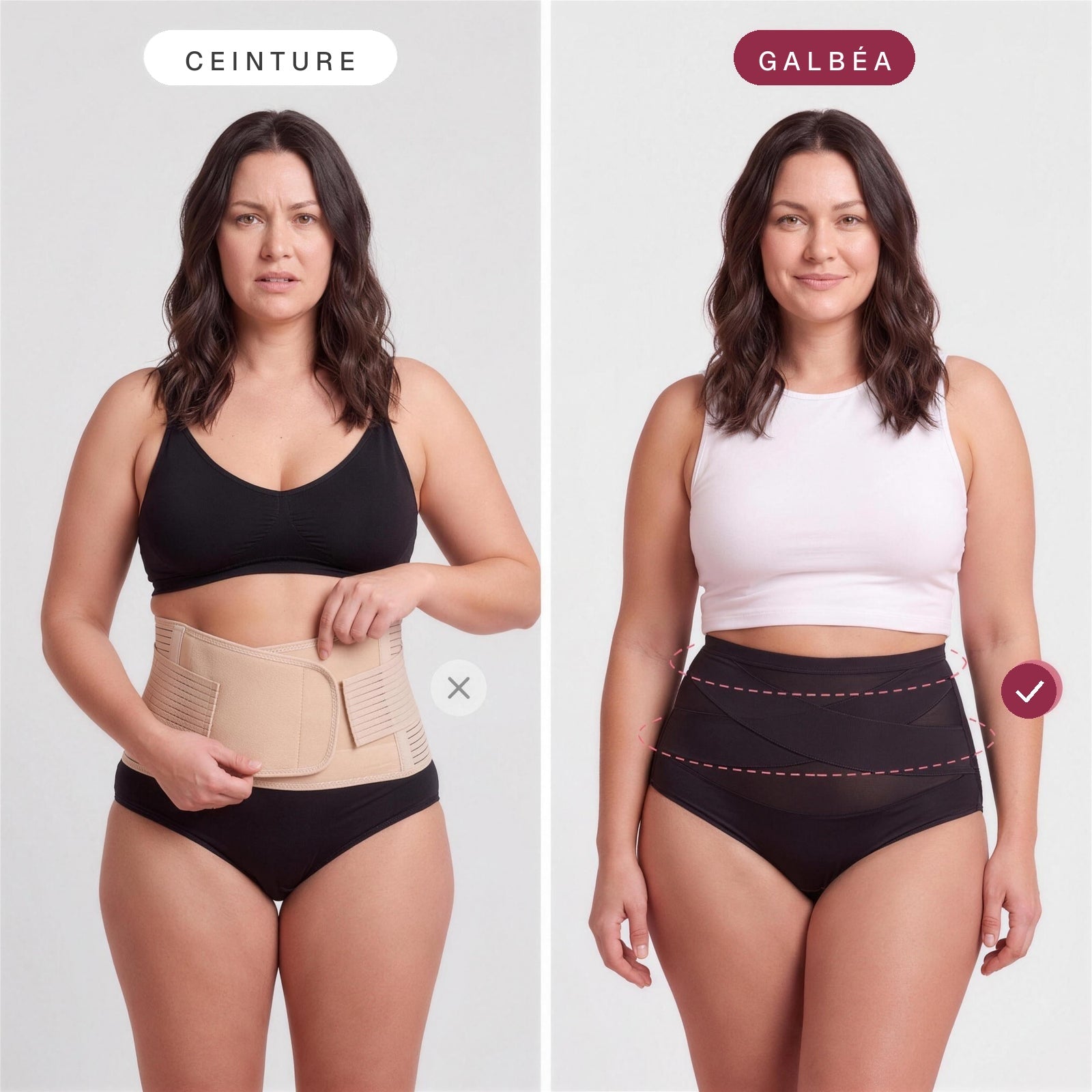 Comparaison : ceinture classique et culotte de compression Galbéa